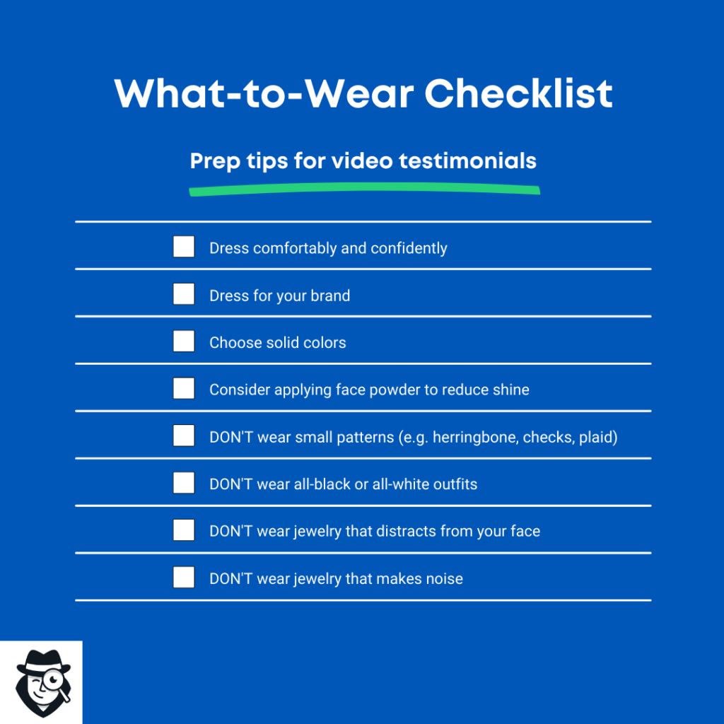 What to Wear Checklist for B2B video testimonials