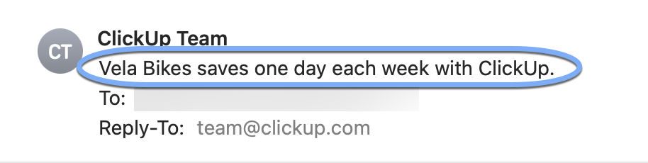 ClickUp email subject line