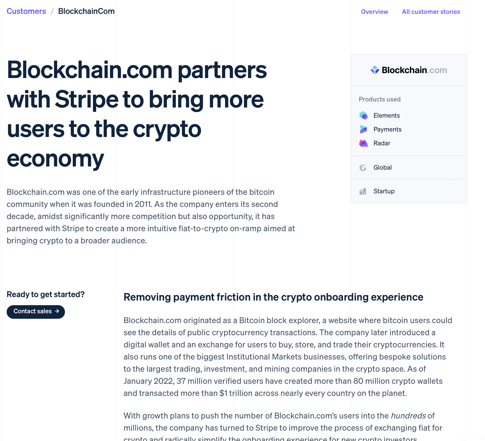 Stripe-Blockchain case study example - removing payment friction